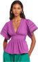 Antik batik Poplin top Roda paars - Thumbnail 2