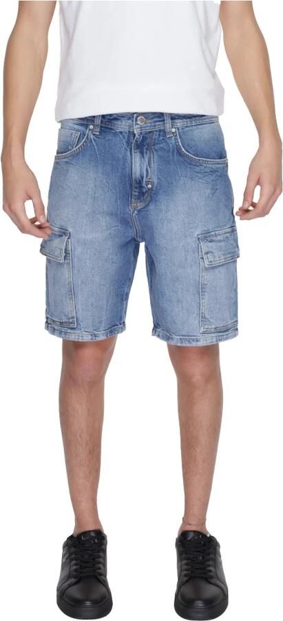 Antony Morato Blauwe Katoenen Shorts met Versleten Effect Blue Heren