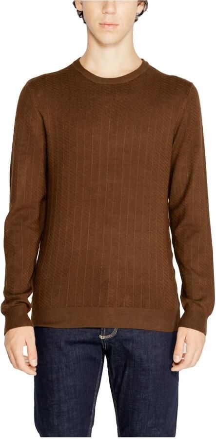 Antony Morato Bruine Effen Gebreide Trui Lange Mouwen Mannen Brown Heren - Foto 2