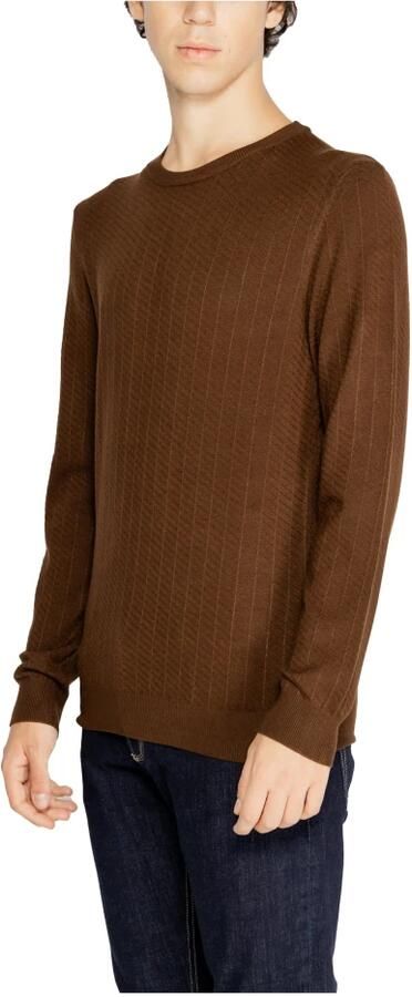 Antony Morato Bruine Effen Gebreide Trui Lange Mouwen Mannen Brown Heren