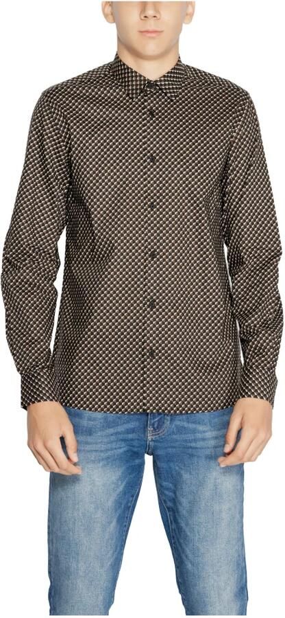 Antony Morato Bruine Geometrische Katoenen Overhemd met Knoopsluiting Brown Heren - Foto 3