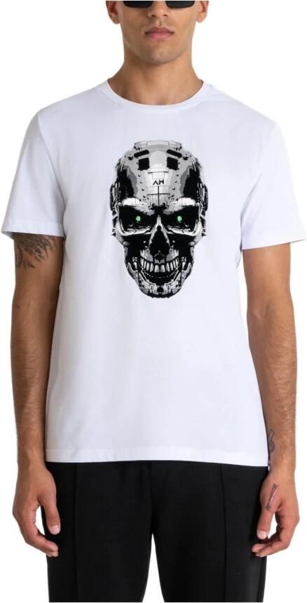 Antony Morato Cyberpunk Skull Print T-shirt White Heren - Foto 3