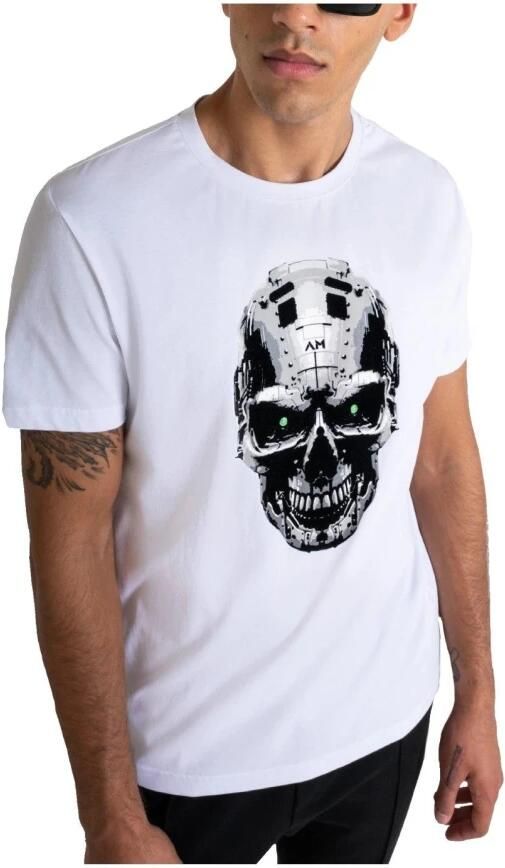 Antony Morato Cyberpunk Skull Print T-shirt White Heren