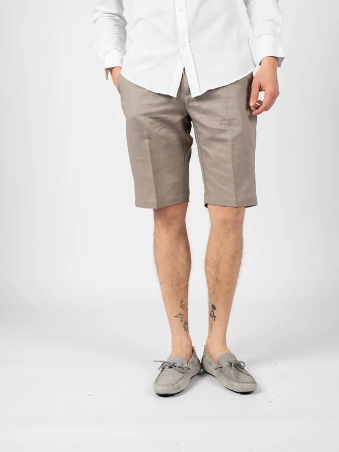 Antony Morato Eenvoudige Linnen Shorts met Rits en Knoop Beige Heren - Foto 2