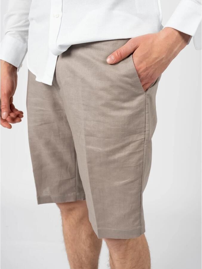 Antony Morato Eenvoudige Linnen Shorts met Rits en Knoop Beige Heren
