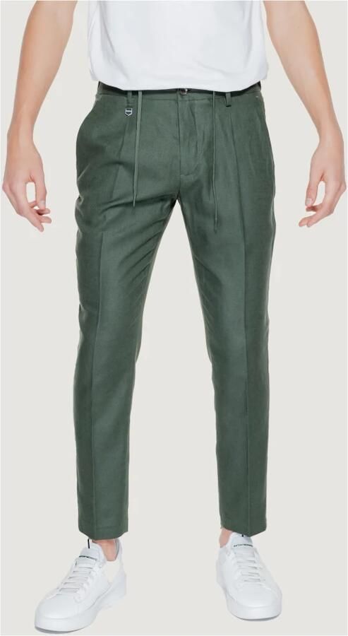 Antony Morato Groene linnen broek met ritssluiting Green Heren