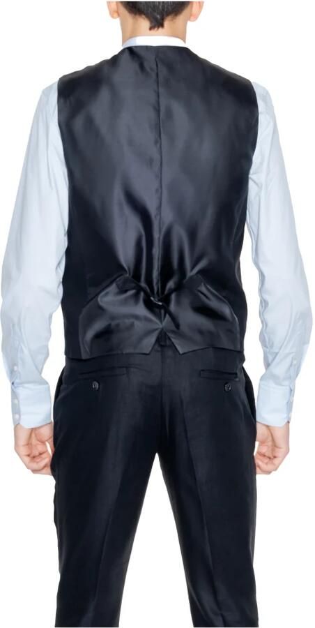 Antony Morato Zwart Linnen-Blend Geknoopt Gilet Black Heren - Foto 4