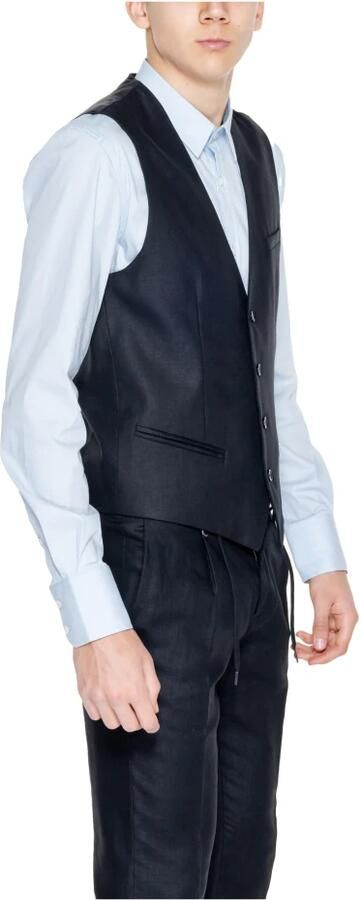 Antony Morato Zwart Linnen-Blend Geknoopt Gilet Black Heren - Foto 3