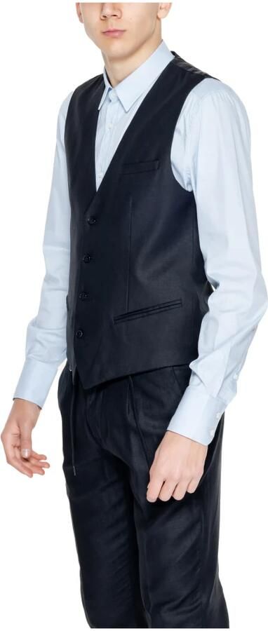 Antony Morato Zwart Linnen-Blend Geknoopt Gilet Black Heren - Foto 2