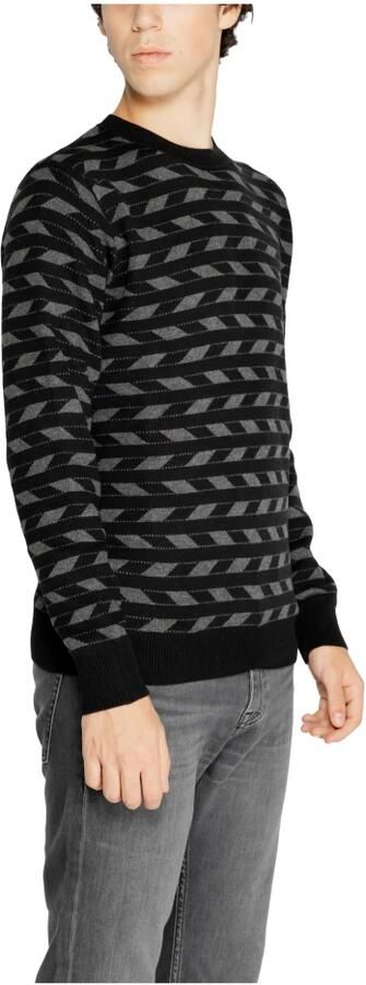 Antony Morato Zwarte Geometrische Gebreide Trui Black Heren - Foto 4