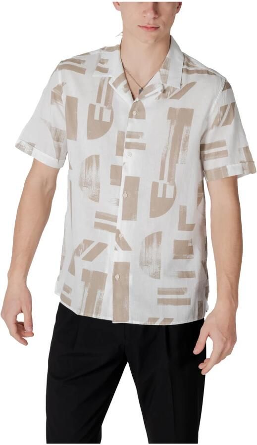 Antony Morato Geometrisch Patroon Korte Mouw Overhemd Beige Heren - Foto 4