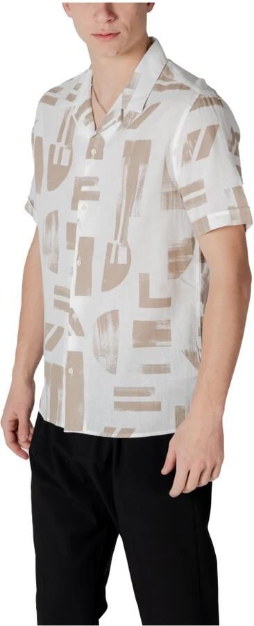 Antony Morato Geometrisch Patroon Korte Mouw Overhemd Beige Heren - Foto 3