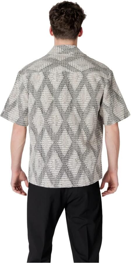 Antony Morato Overhemd Korte Mouw RELAXED FIT WITH LOGOED METAL BADGE MMSS00186-FA140280 - Foto 4