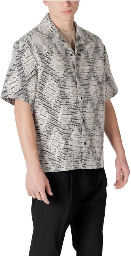 Antony Morato Overhemd Korte Mouw RELAXED FIT WITH LOGOED METAL BADGE MMSS00186-FA140280 - Foto 2