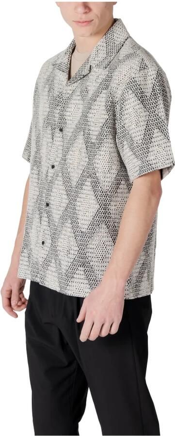 Antony Morato Overhemd Korte Mouw RELAXED FIT WITH LOGOED METAL BADGE MMSS00186-FA140280 - Foto 3