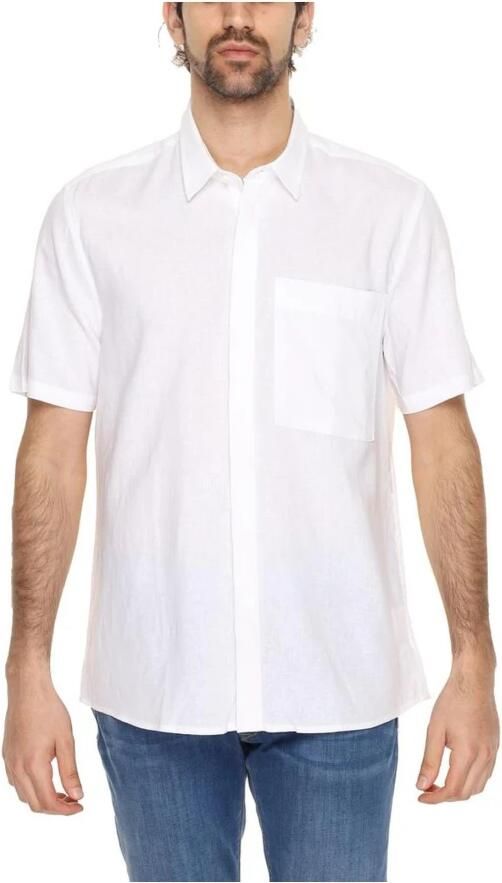 Antony Morato Witte Linnen Overhemd Korte Mouw Klassiek White Heren - Foto 4