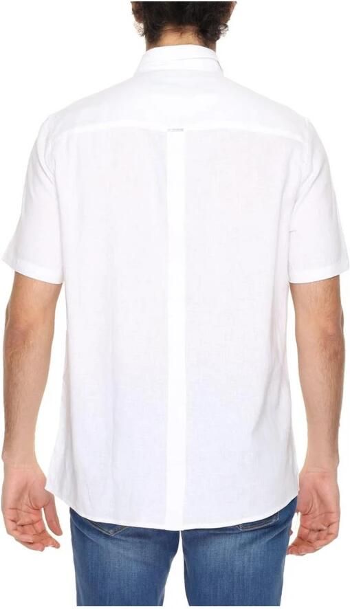 Antony Morato Witte Linnen Overhemd Korte Mouw Klassiek White Heren