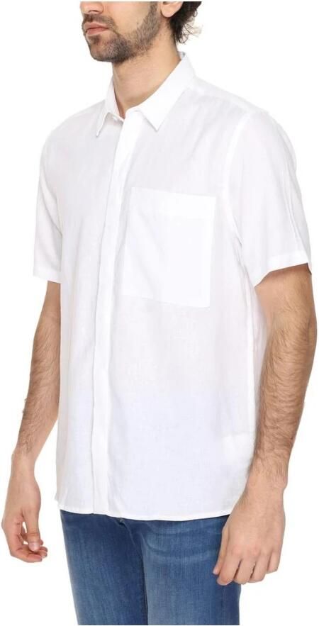 Antony Morato Witte Linnen Overhemd Korte Mouw Klassiek White Heren - Foto 2