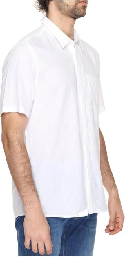Antony Morato Witte Linnen Overhemd Korte Mouw Klassiek White Heren - Foto 3