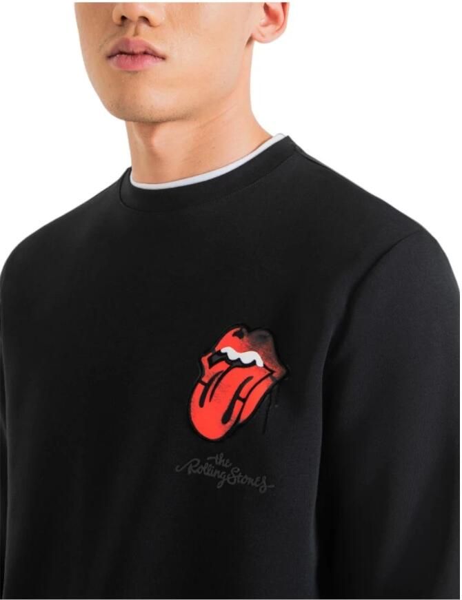 Antony Morato Moderne Urban Sweatshirt met Rolling Stones Logo Black Heren