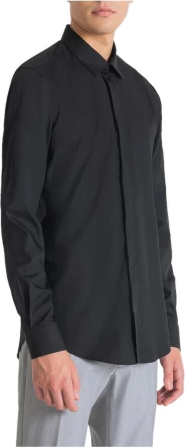 Antony Morato Slim Fit Katoenen Overhemd Lente Zomer Collectie Black Heren