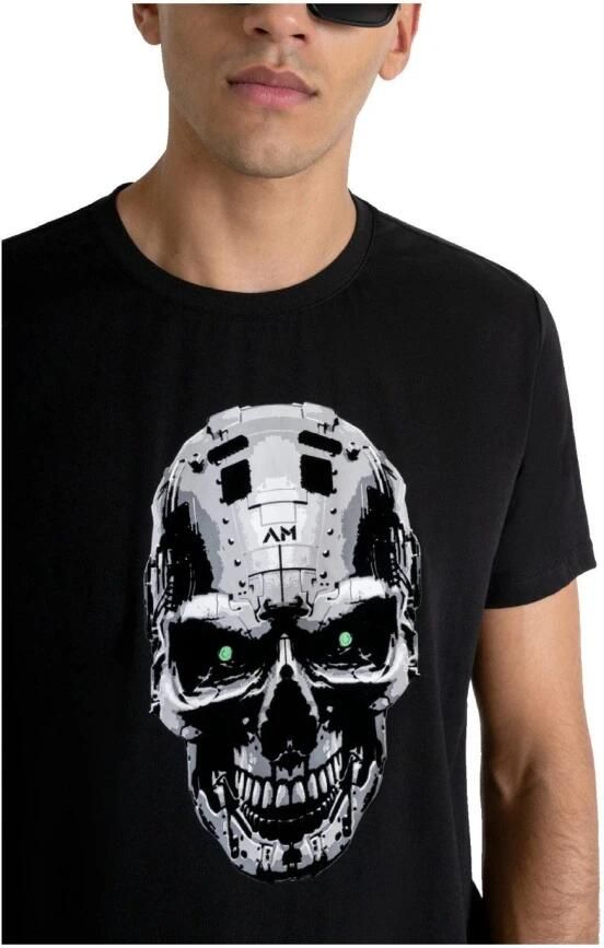 Antony Morato Zwart Bedrukt T-Shirt Mannen Ronde Hals Black Heren