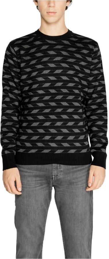 Antony Morato Zwarte Geometrische Gebreide Trui Black Heren - Foto 3