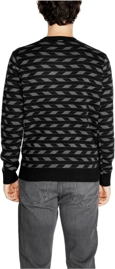 Antony Morato Zwarte Geometrische Gebreide Trui Black Heren