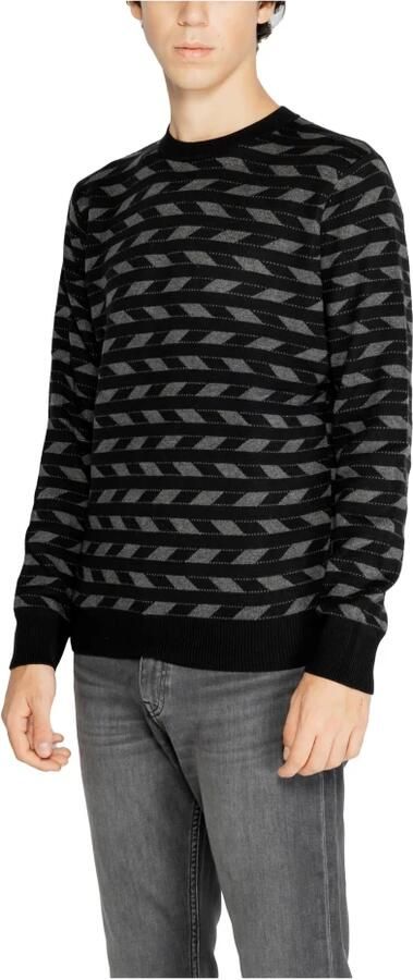 Antony Morato Zwarte Geometrische Gebreide Trui Black Heren - Foto 2