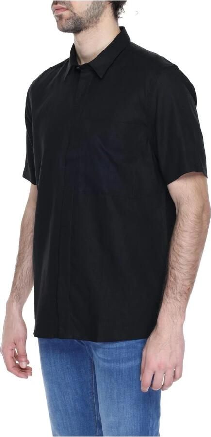 Antony Morato Zwarte Linnen Blend Korte Mouw Overhemd Black Heren - Foto 3