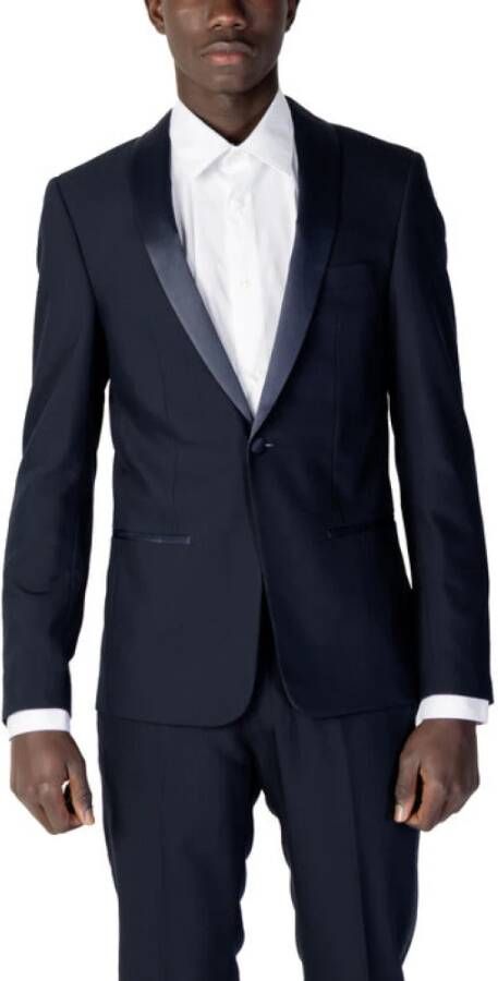 Antony Morato Blauwe Effen Knoopsluiting Heren Blazer Blue Heren