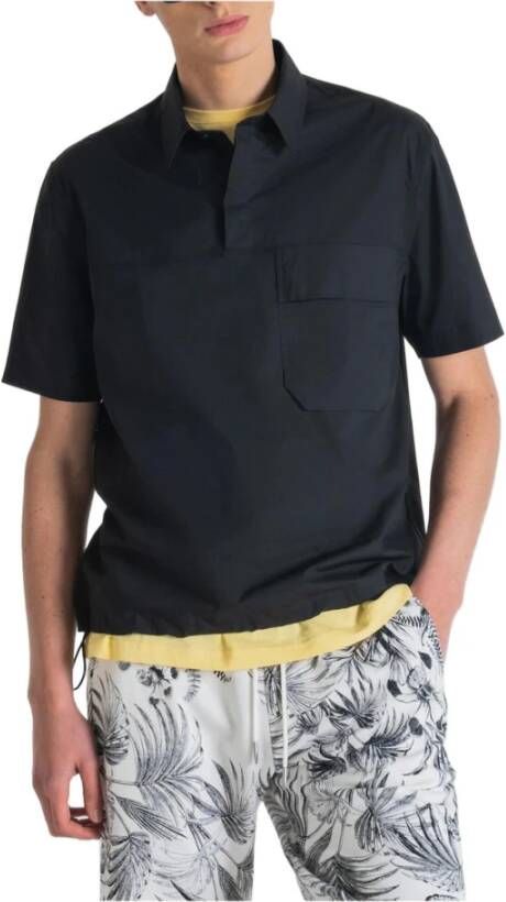 Antony Morato Heren Zwart Kortemouw Overhemd Black Heren