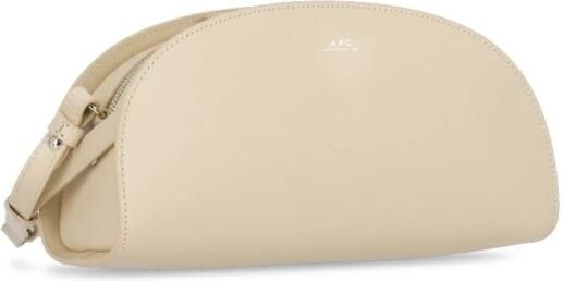 A.p.c. Beige Leren Schoudertas met Gouden Logo Beige Dames - Foto 8