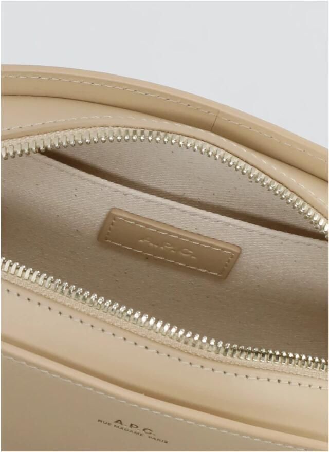 A.p.c. Beige Leren Schoudertas met Gouden Logo Beige Dames - Foto 2