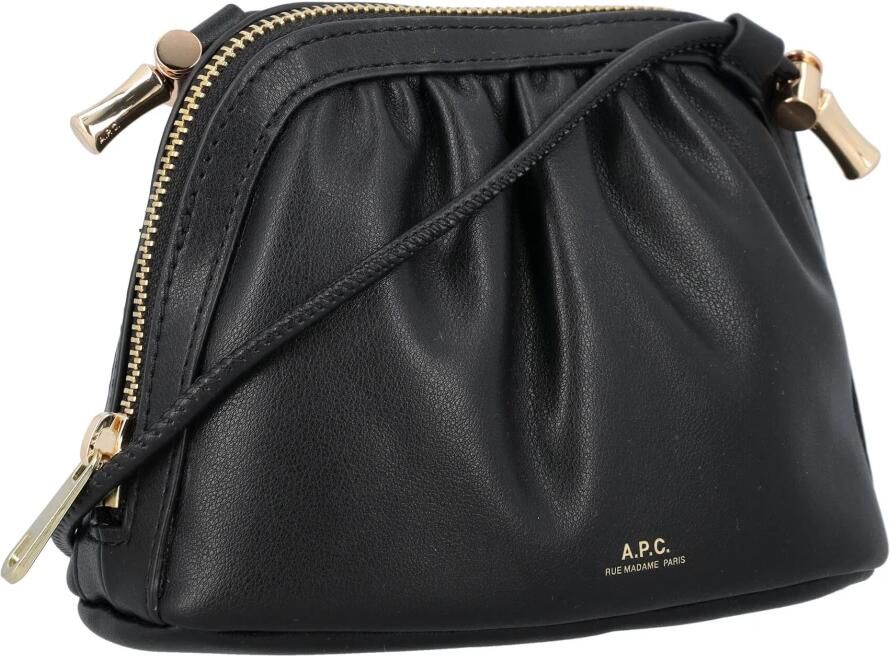 A.p.c. Zwarte Crossbody Tas met Trekkoord en Gerimpeld Detail Black Dames - Foto 3