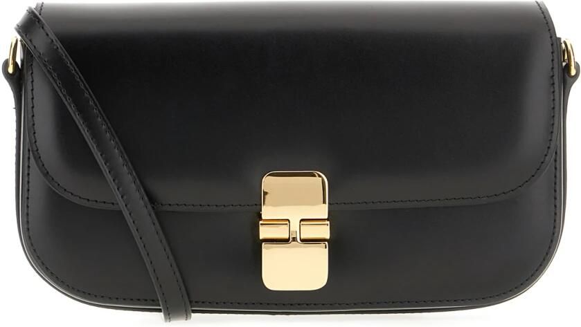 A.p.c. Zwarte Leren Schoudertas Vintage Stijl Black Dames