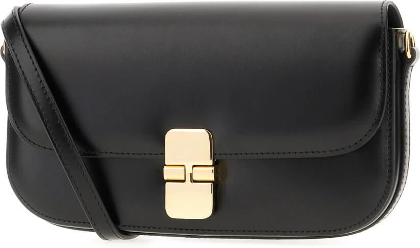 A.p.c. Zwarte Leren Schoudertas Vintage Stijl Black Dames - Foto 2