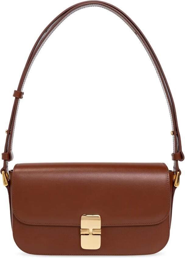 A.p.c. Zwarte Grace Baguette Schoudertas Brown Dames - Foto 3