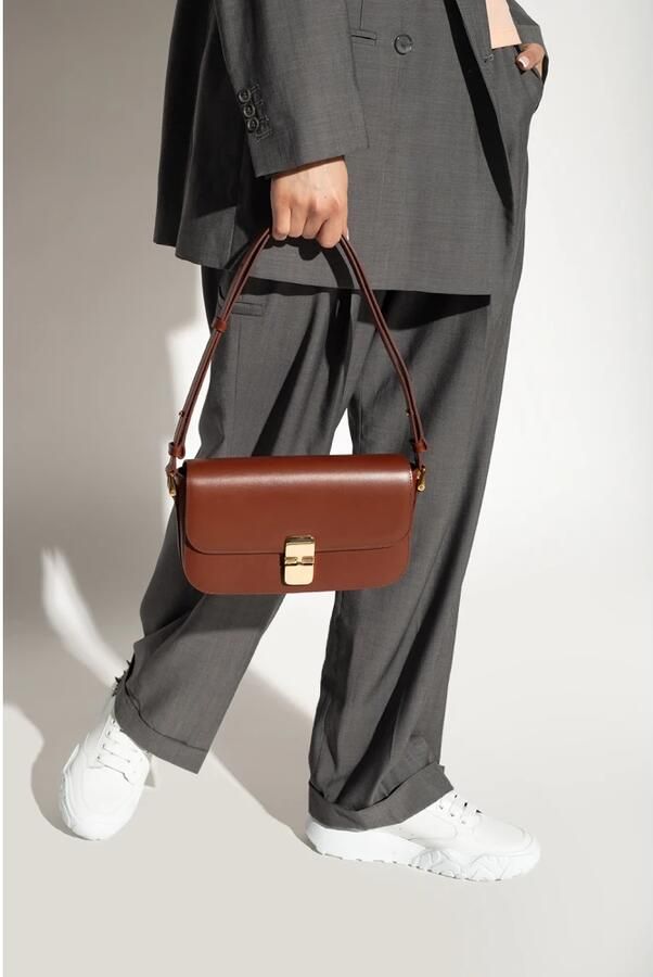 A.p.c. Zwarte Grace Baguette Schoudertas Brown Dames - Foto 6