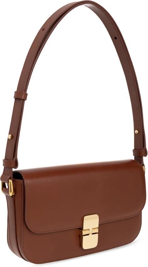 A.p.c. Zwarte Grace Baguette Schoudertas Brown Dames - Foto 9
