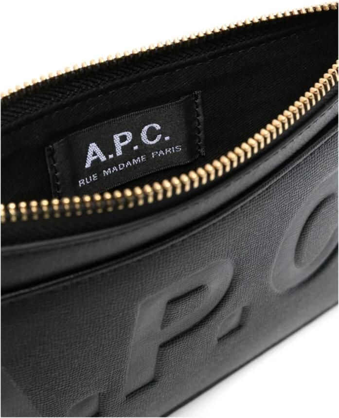 A.p.c. Zwarte Leren Clutch Tas met Logo Inprenting Black Dames - Foto 3