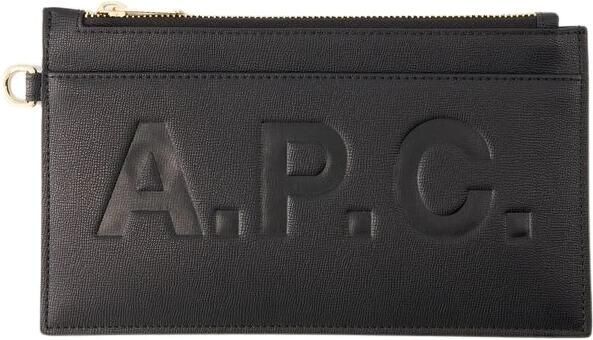 A.p.c. Zwarte Leren Clutch Tas met Logo Inprenting Black Dames - Foto 6