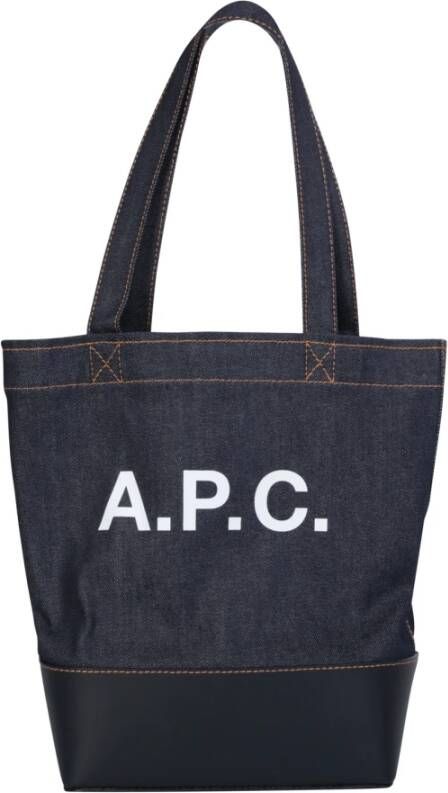 A.p.c. Blauwe Axel Tote Bag met Logo Print Blauw Heren