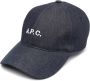A.p.c. Charlie Denim Baseball Cap met Logo Borduursel Blue Heren - Thumbnail 1