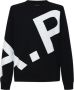 A.p.c. Diagonaal Bedrukte Katoenen Sweatshirt Black - Thumbnail 6