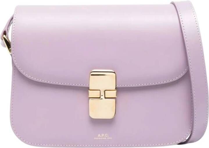 A.p.c. Lila Leren Grace Tas met Verstelbare Schouderband Purple Dames
