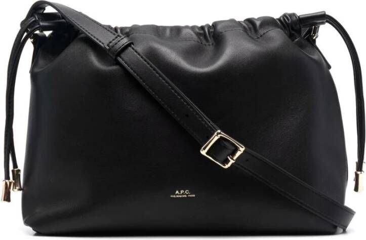 A.p.c. Zwarte imitatie leren trekkoord schoudertas Black Dames - Foto 2