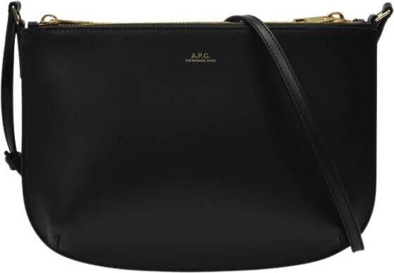 A.p.c. Zwarte leren schoudertas Black Dames