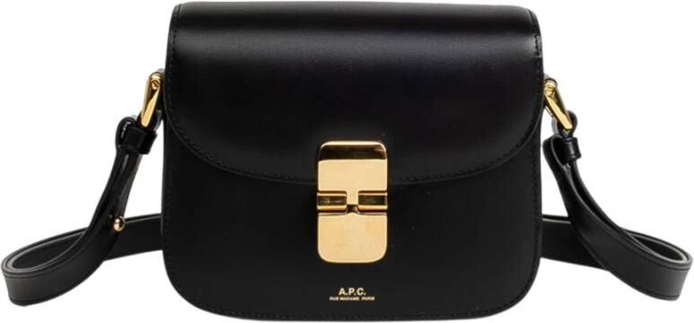 A.p.c. Zwarte Leren Trapeziumvormige Tas met Kliksluiting Black Dames - Foto 4