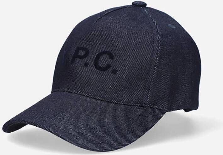 A.p.c. Denim Baseball Hat Stijlvol Logo Detail Blue Heren